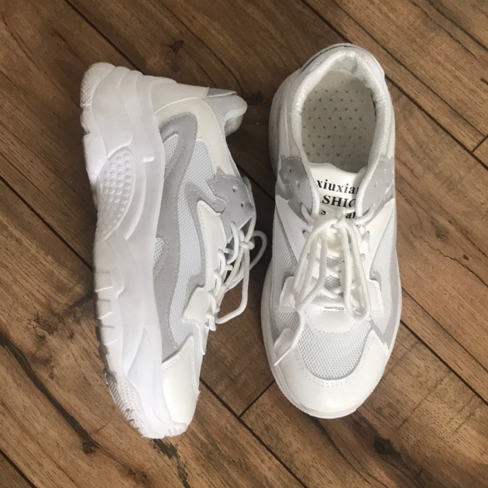 Chunky white sneakers